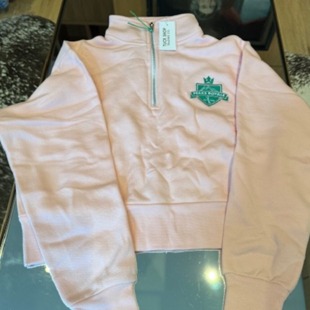 New Tuck Shop Light Pink Cropped Peak's Sweatshirt - Women's Small